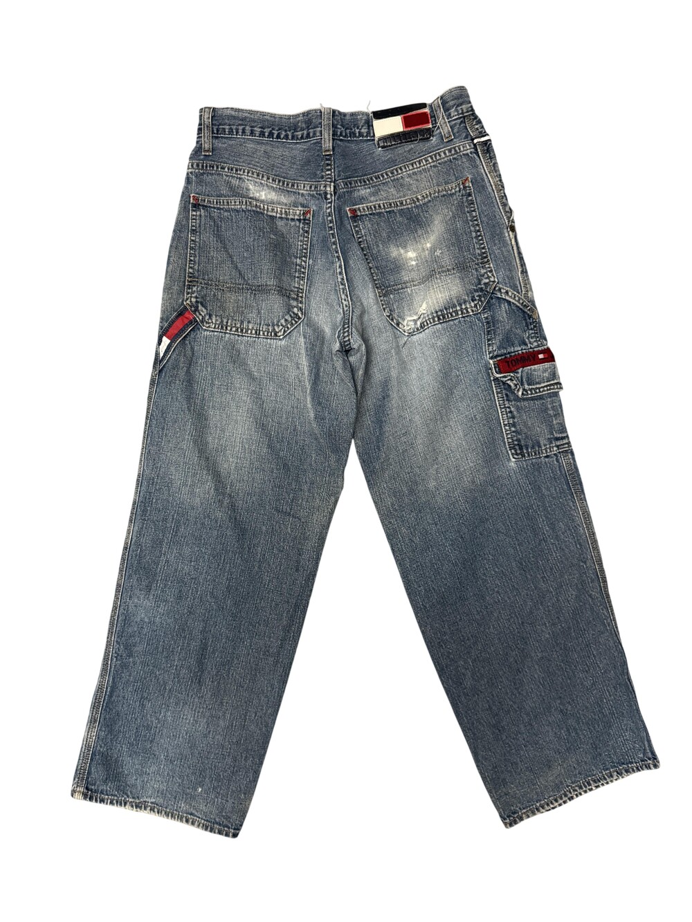 Tommy Jeans Jeans Mens 29x29 Blue baggy Carpenter Distressed Flag Pocket Y2k